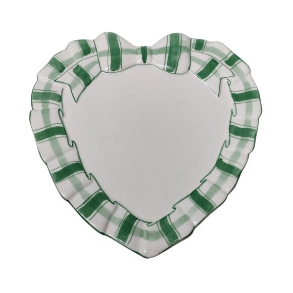 Vintage CS Papel Freelance Ceramic Plaid Heart Cup & Saucer Handpainted READ - Picture 4 of 7